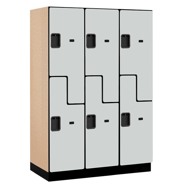 2 Tier 'S' Designer Locker, 54"Wx76"Hx21"D, 6 Door, Gray